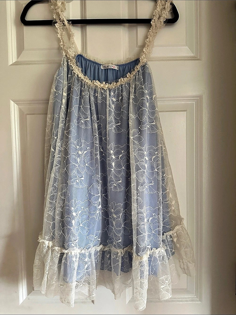 Intimately Free People Lace Mini Dress in Blue & White Size Small Like New